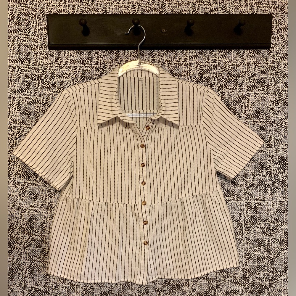 New Petallush White with Black Stripes Collared Shirt